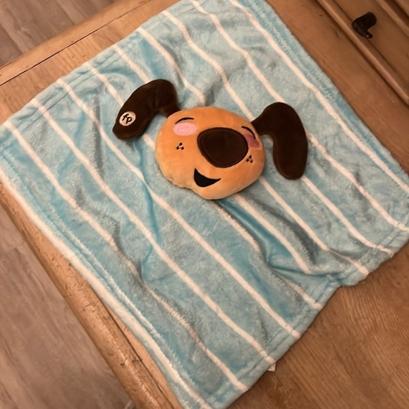 Fisher-Price Dogs & Puppies Baby Lovey Security Blanket Striped Blue - Picture 4 of 9